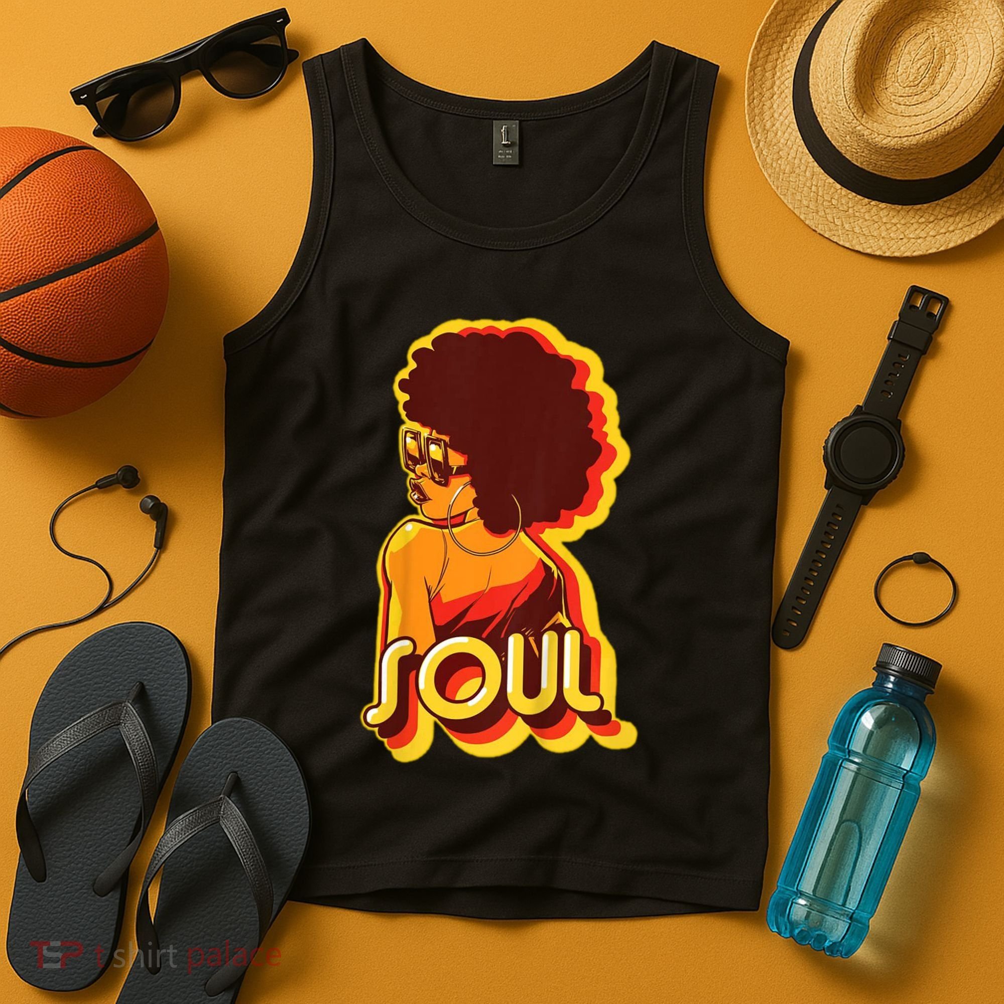 Soul Afro Lady Retro 80s Music Tank Top