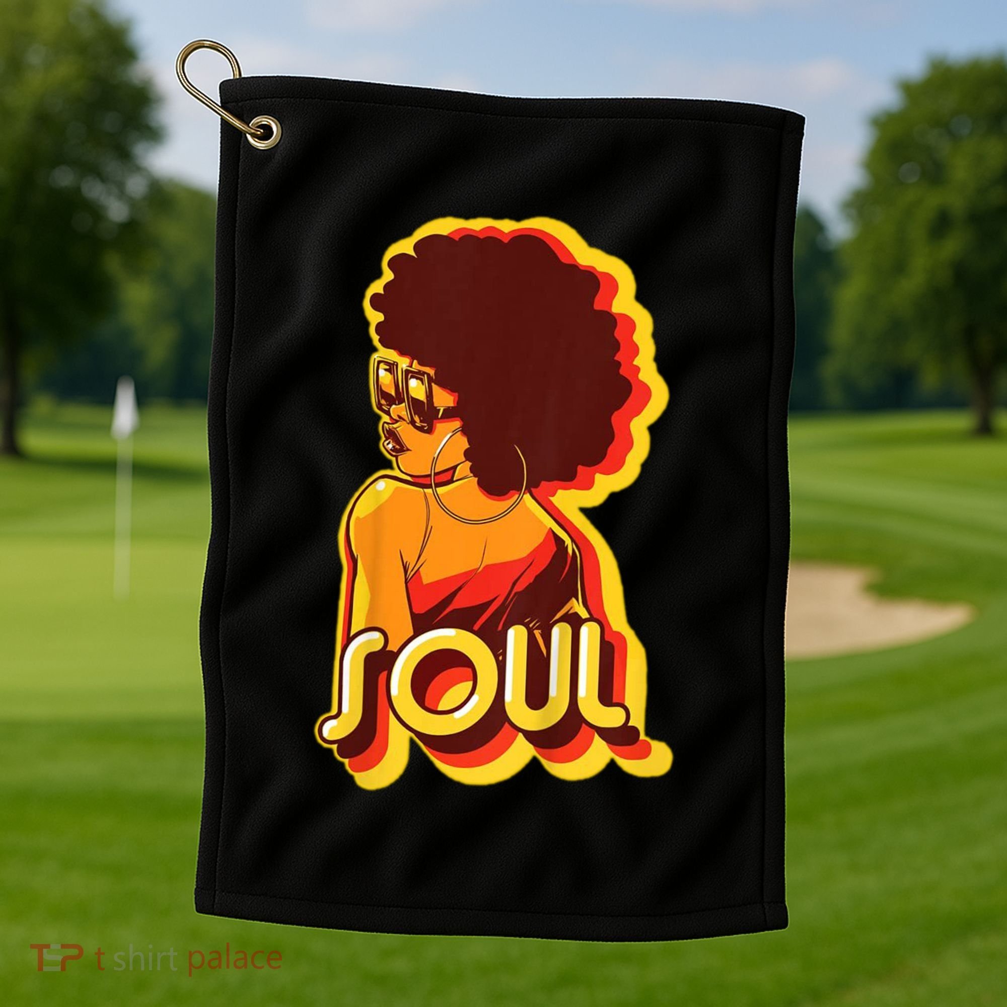 Soul Afro Lady Retro 80s Music Golf Towel