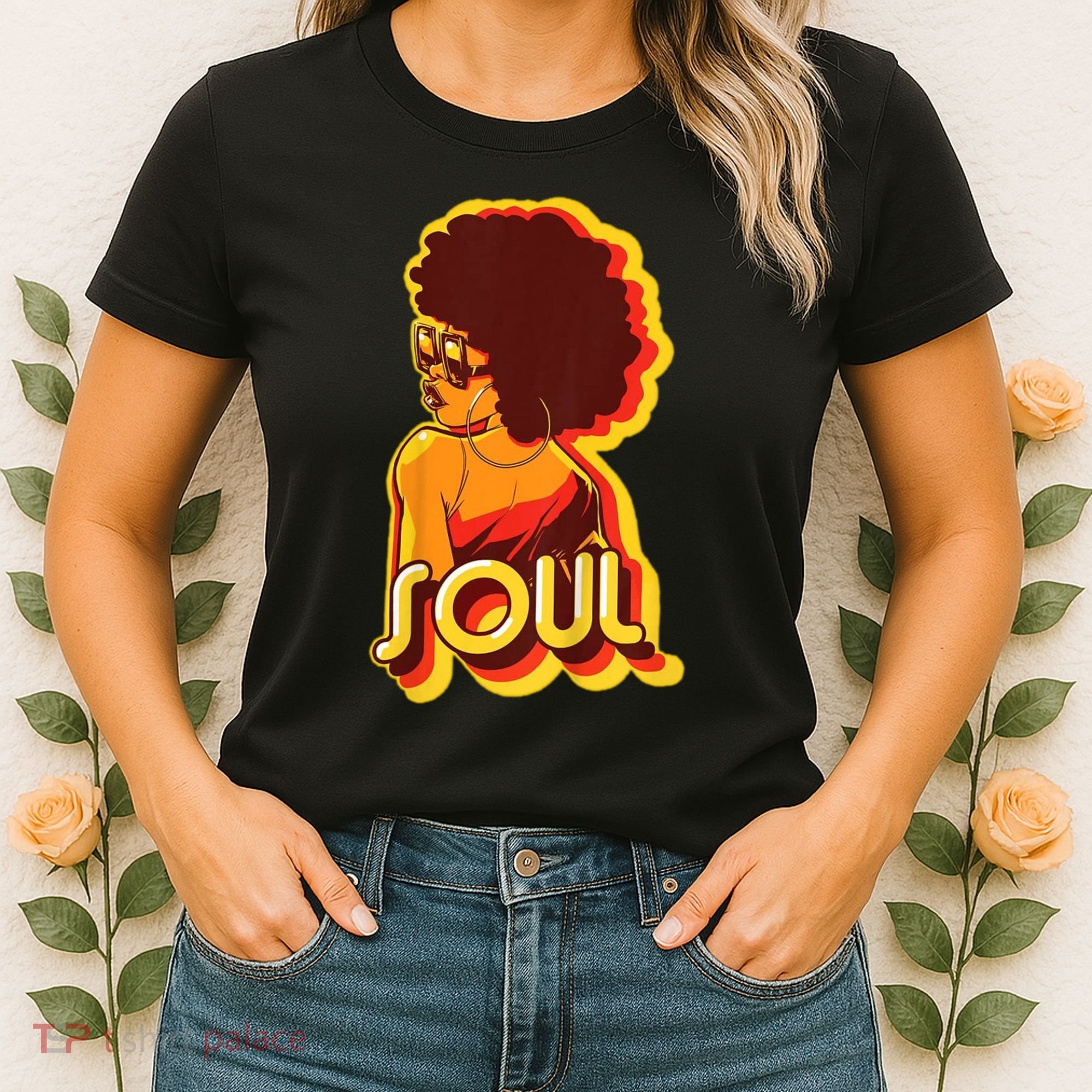 Soul Afro Lady Retro 80s Music Women's T-Shirt