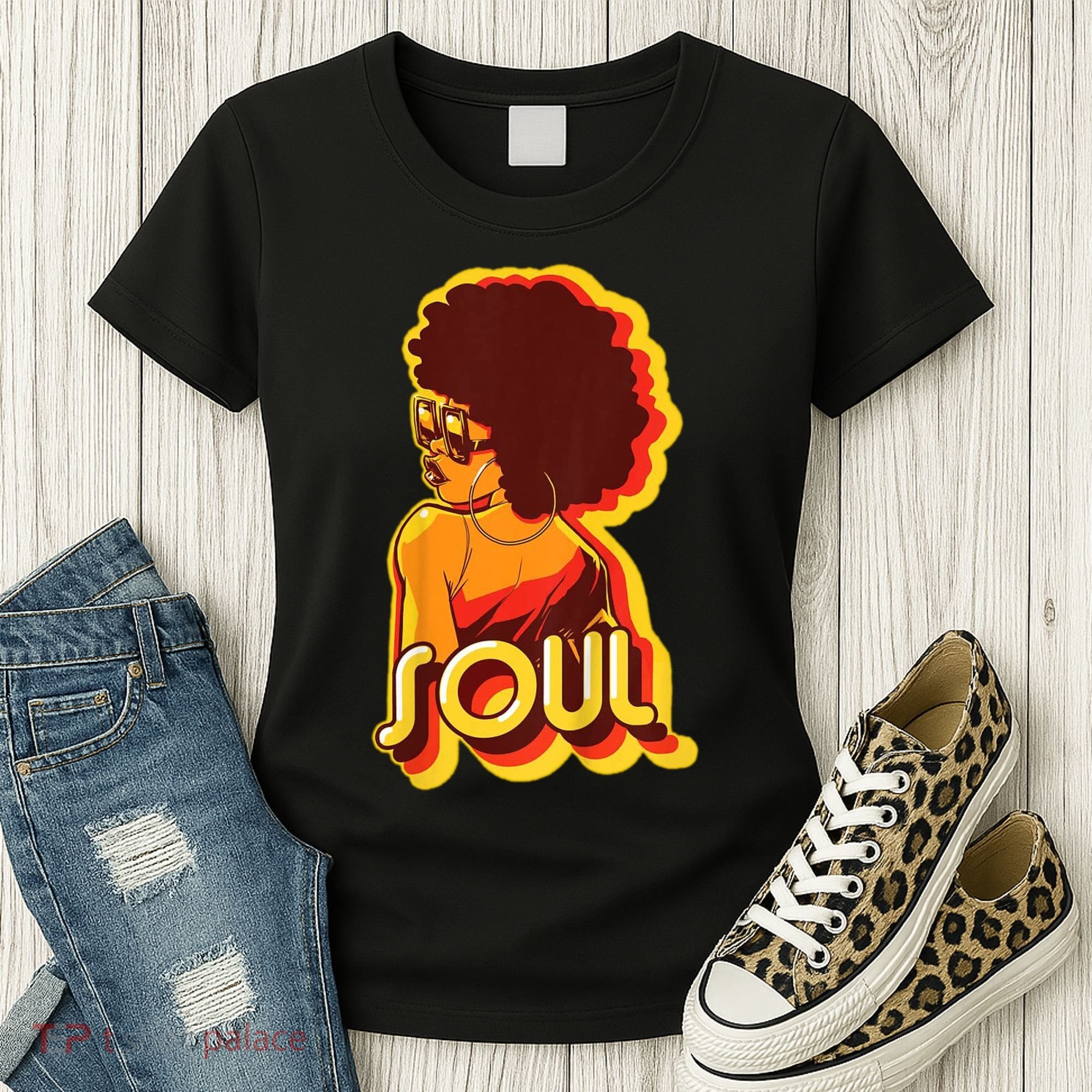 Soul Afro Lady Retro 80s Music Women's T-Shirt
