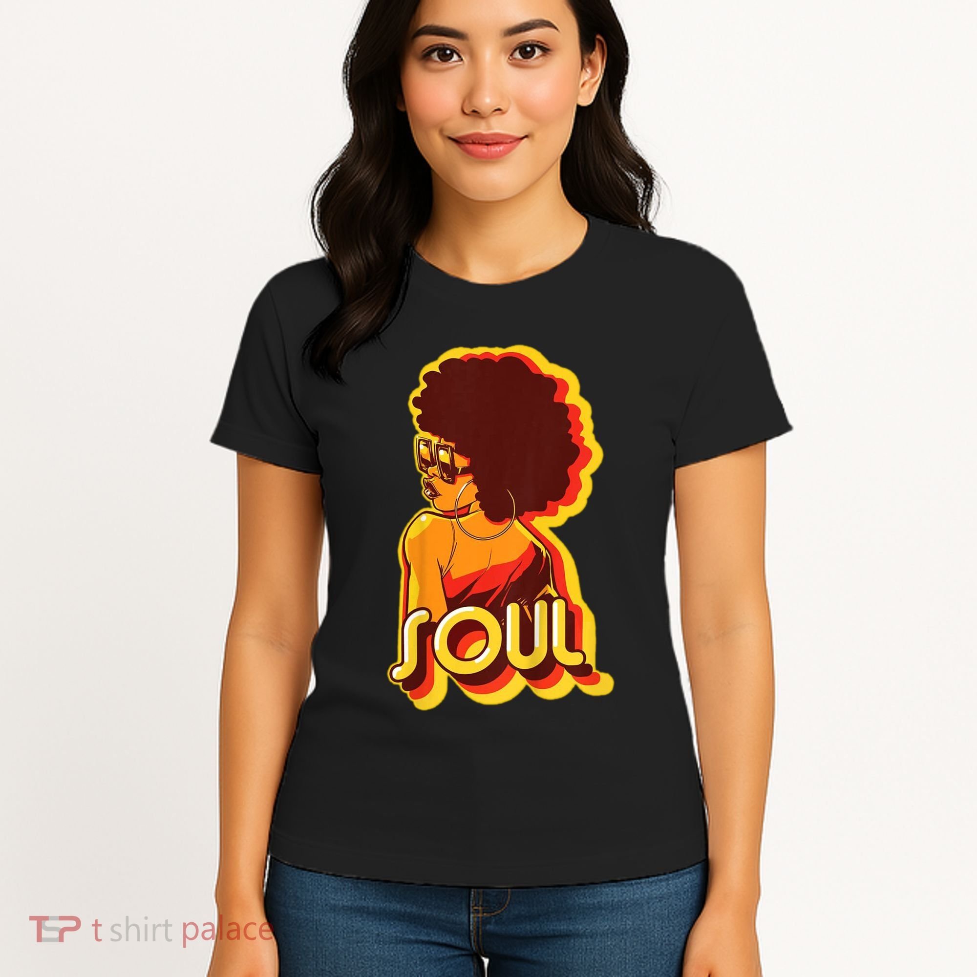 Soul Afro Lady Retro 80s Music Women's T-Shirt