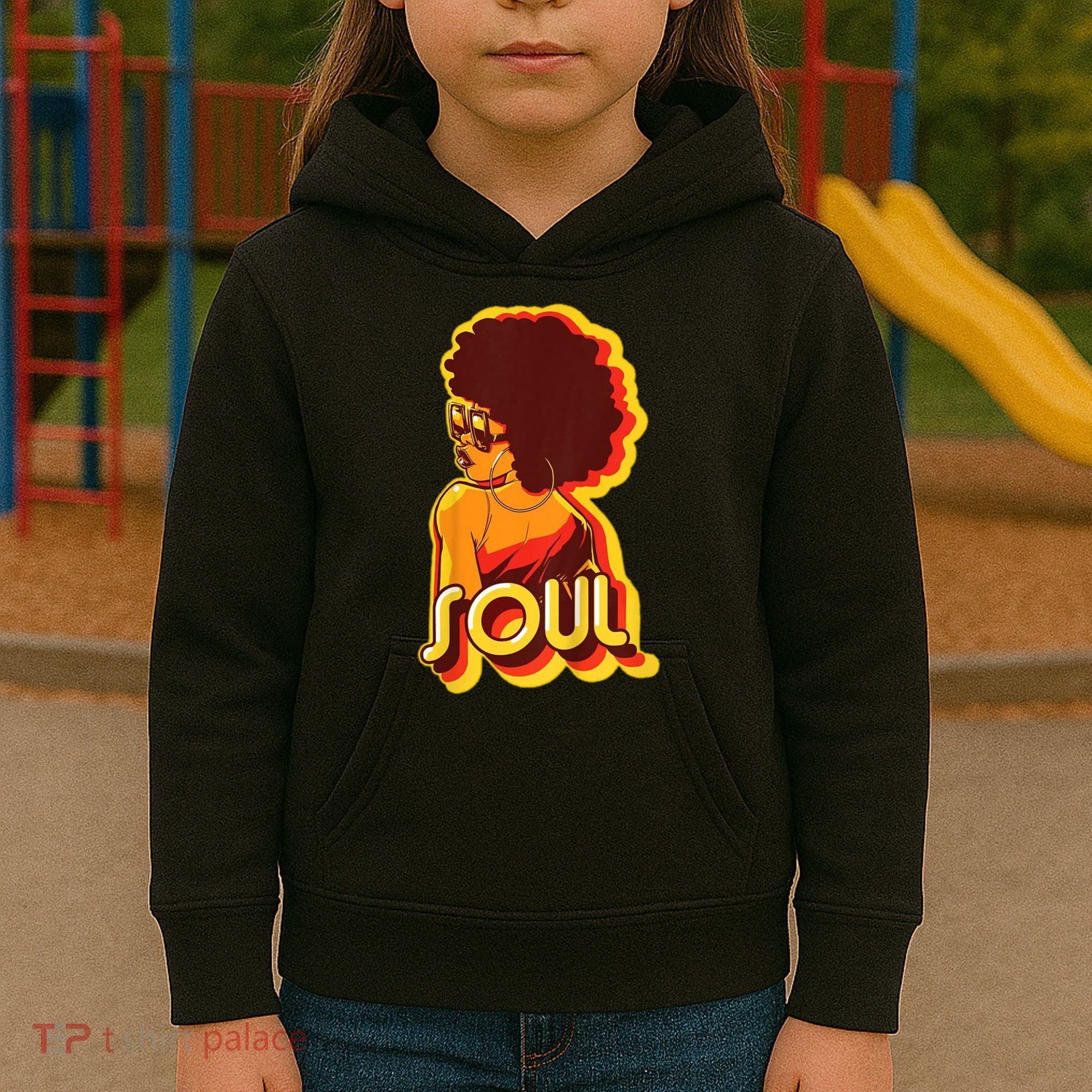 Soul Afro Lady Retro 80s Music Kids Hoodie