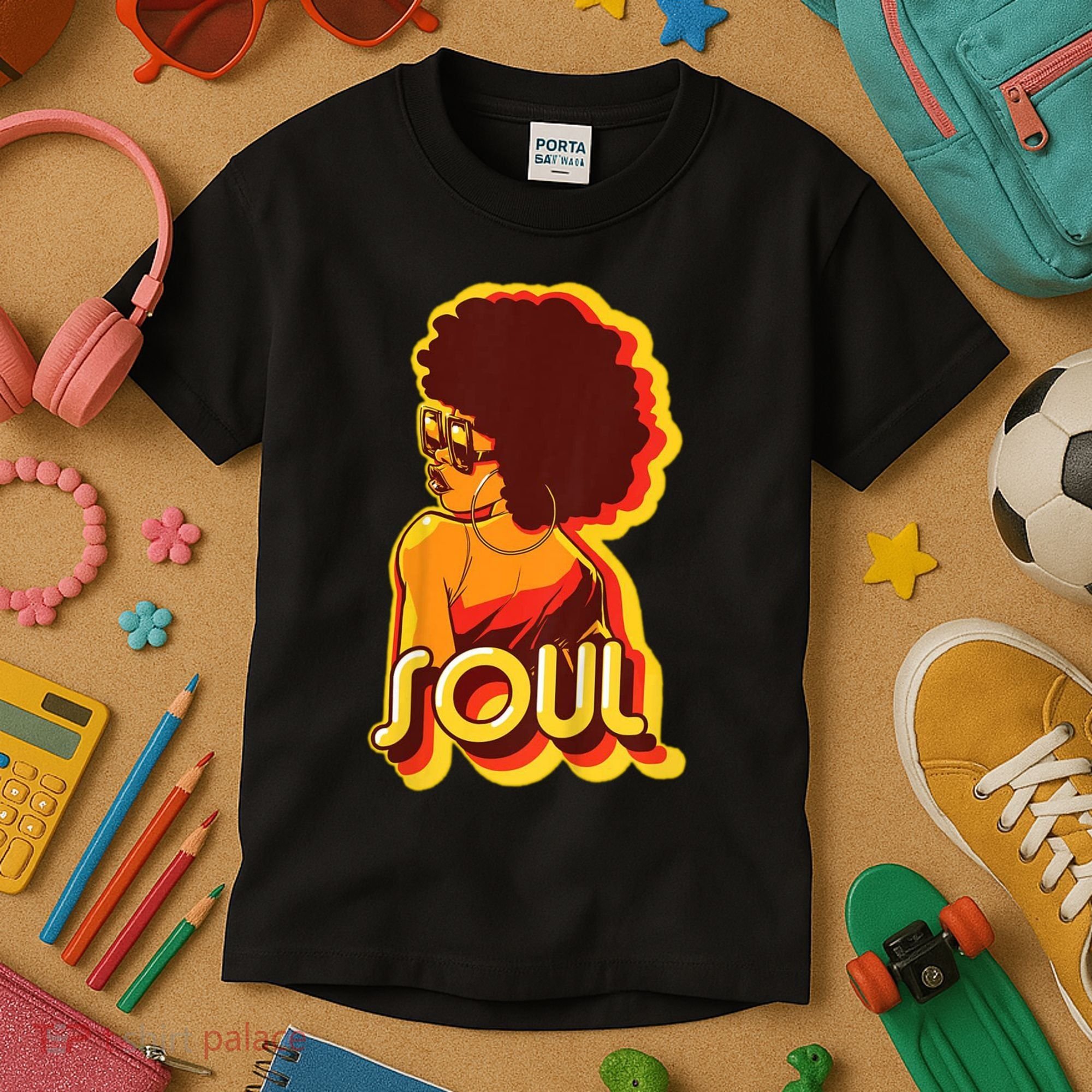 Soul Afro Lady Retro 80s Music Kids T-Shirt