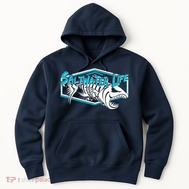 Saltwater Life Fish Skeleton Logo Hoodie
