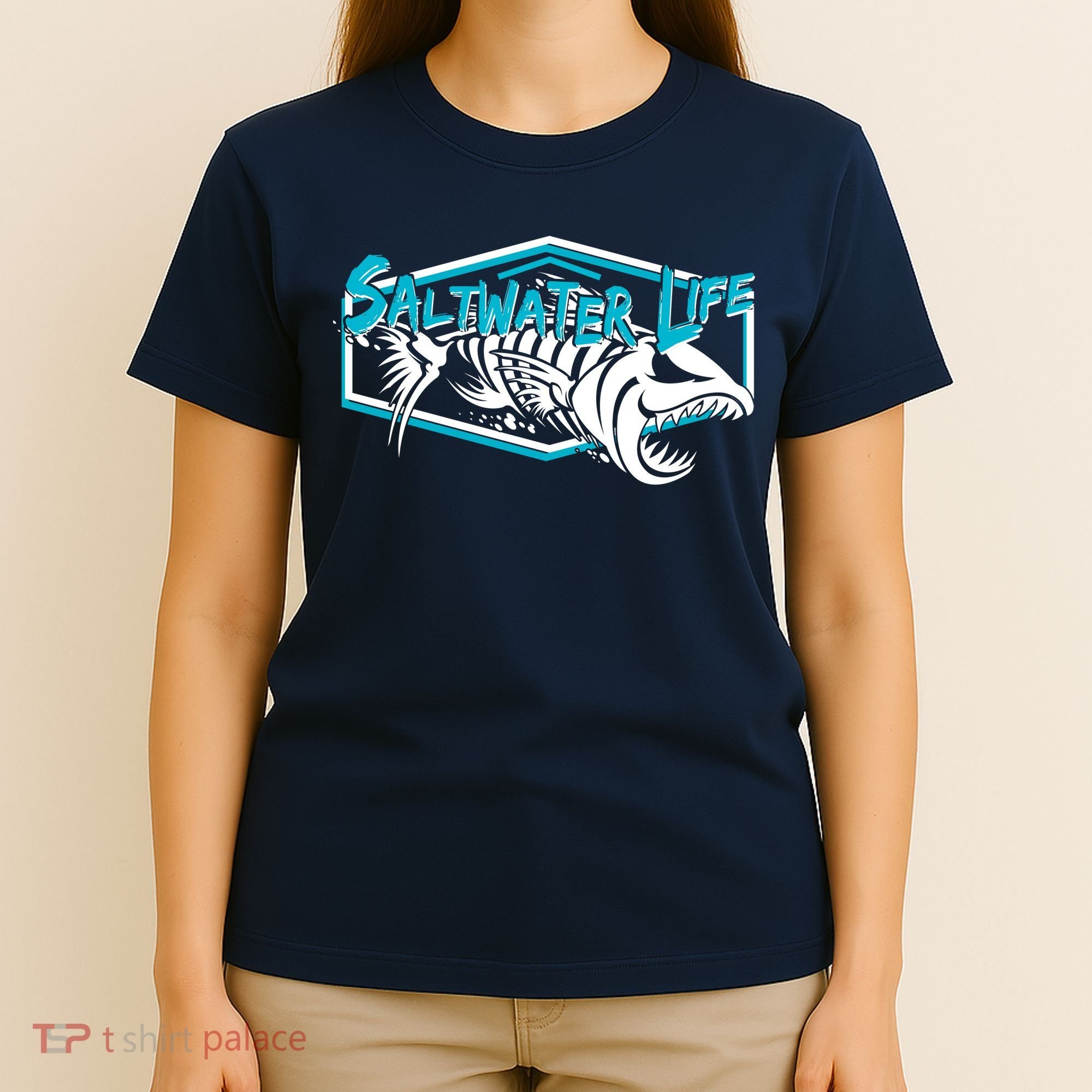 Saltwater Life Fish Skeleton Logo T-Shirt
