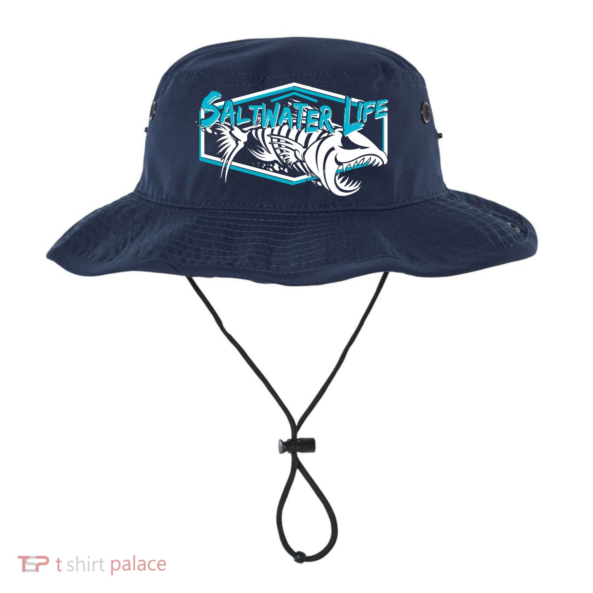 Saltwater Life Fish Skeleton Logo Bucket Hat