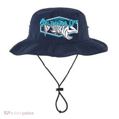 Saltwater Life Fish Skeleton Logo Bucket Hat