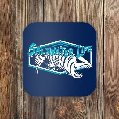 Saltwater Life Fish Skeleton Logo Coaster