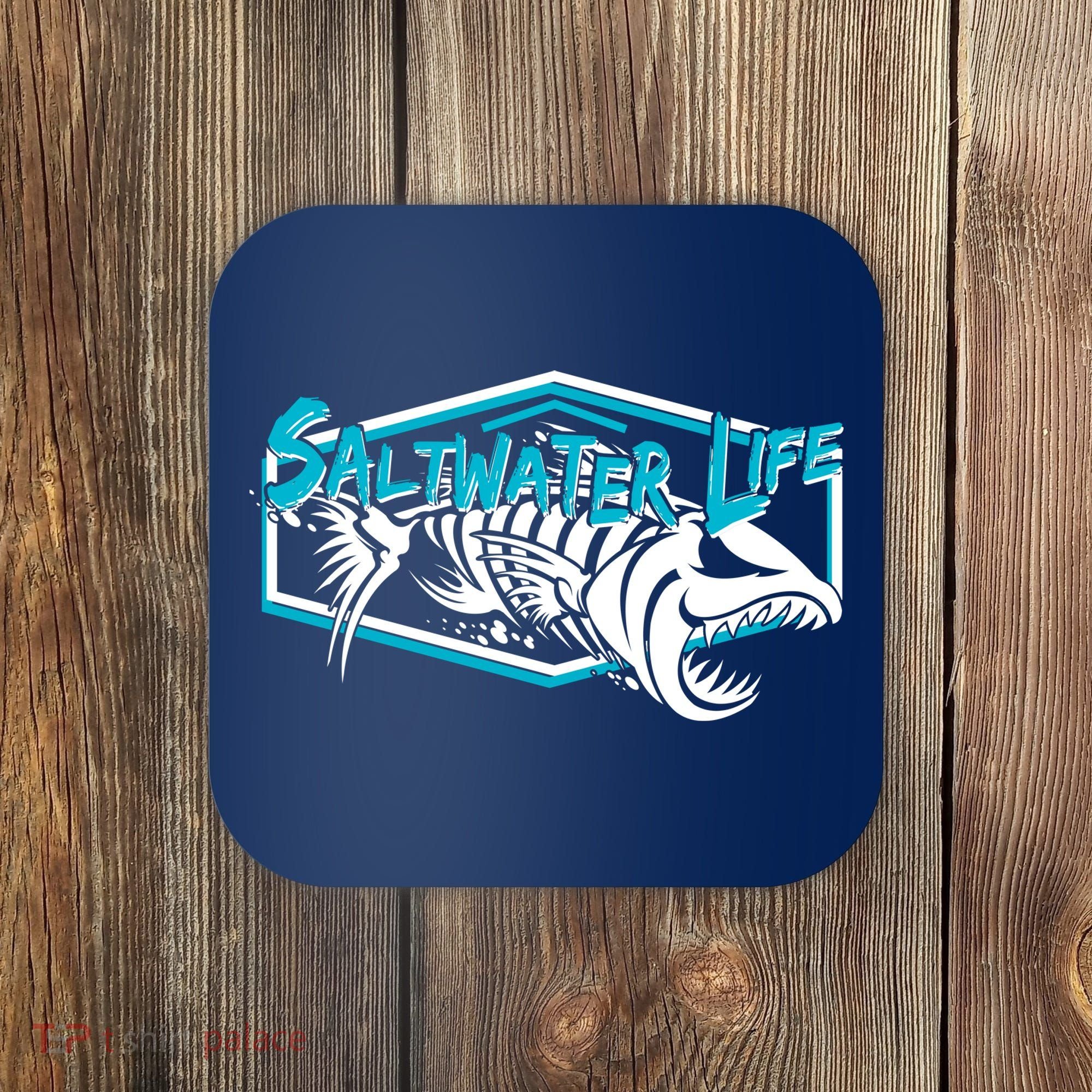 Saltwater Life Fish Skeleton Logo Coaster