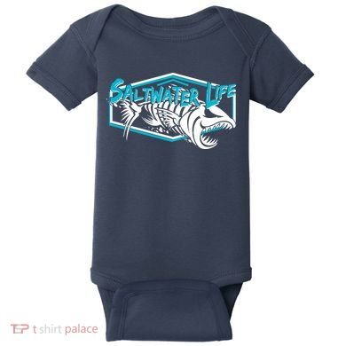 Saltwater Life Fish Skeleton Logo Baby Bodysuit