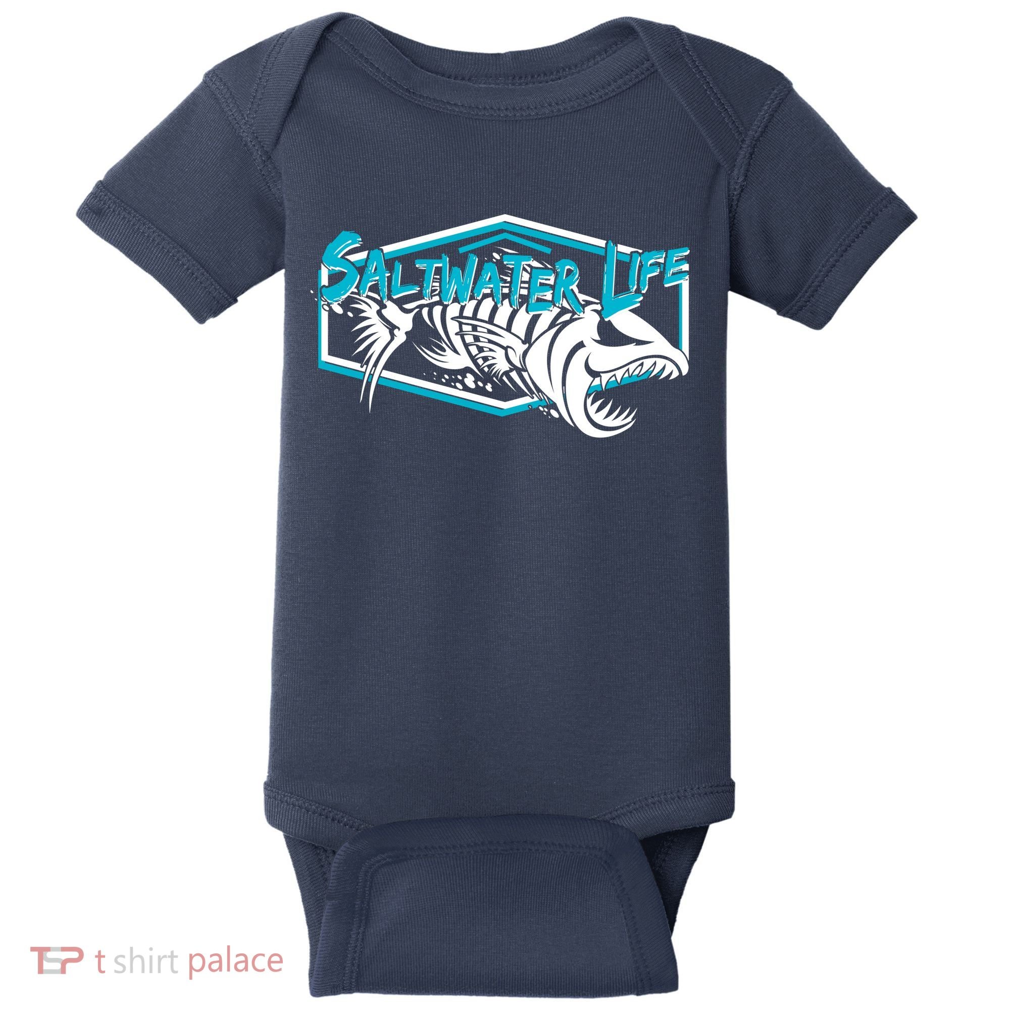 Saltwater Life Fish Skeleton Logo Baby Bodysuit