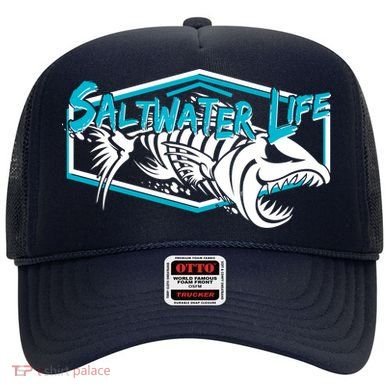 Saltwater Life Fish Skeleton Logo Hat