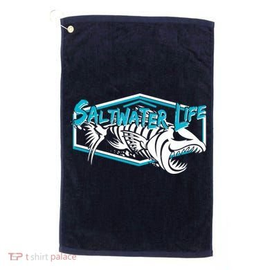 Saltwater Life Fish Skeleton Logo Golf Towel