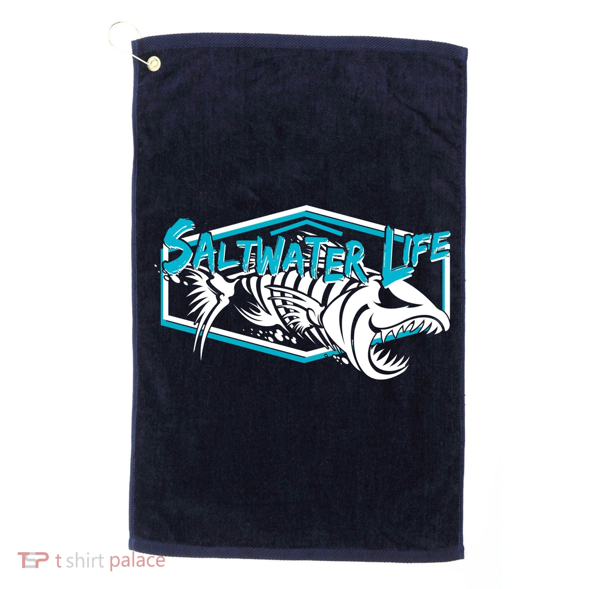 Saltwater Life Fish Skeleton Logo Golf Towel