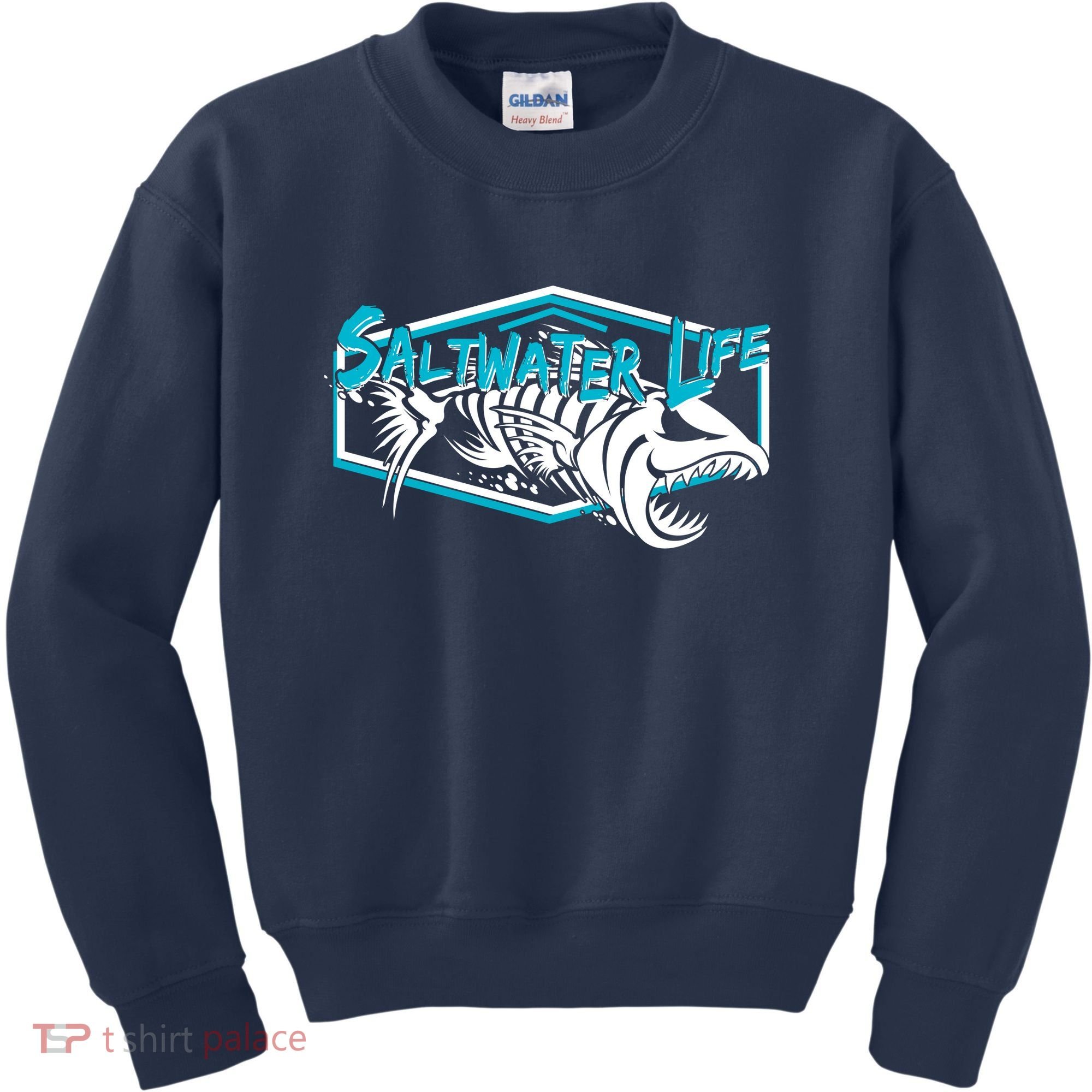 Saltwater Life Fish Skeleton Logo Kids Sweatshirt