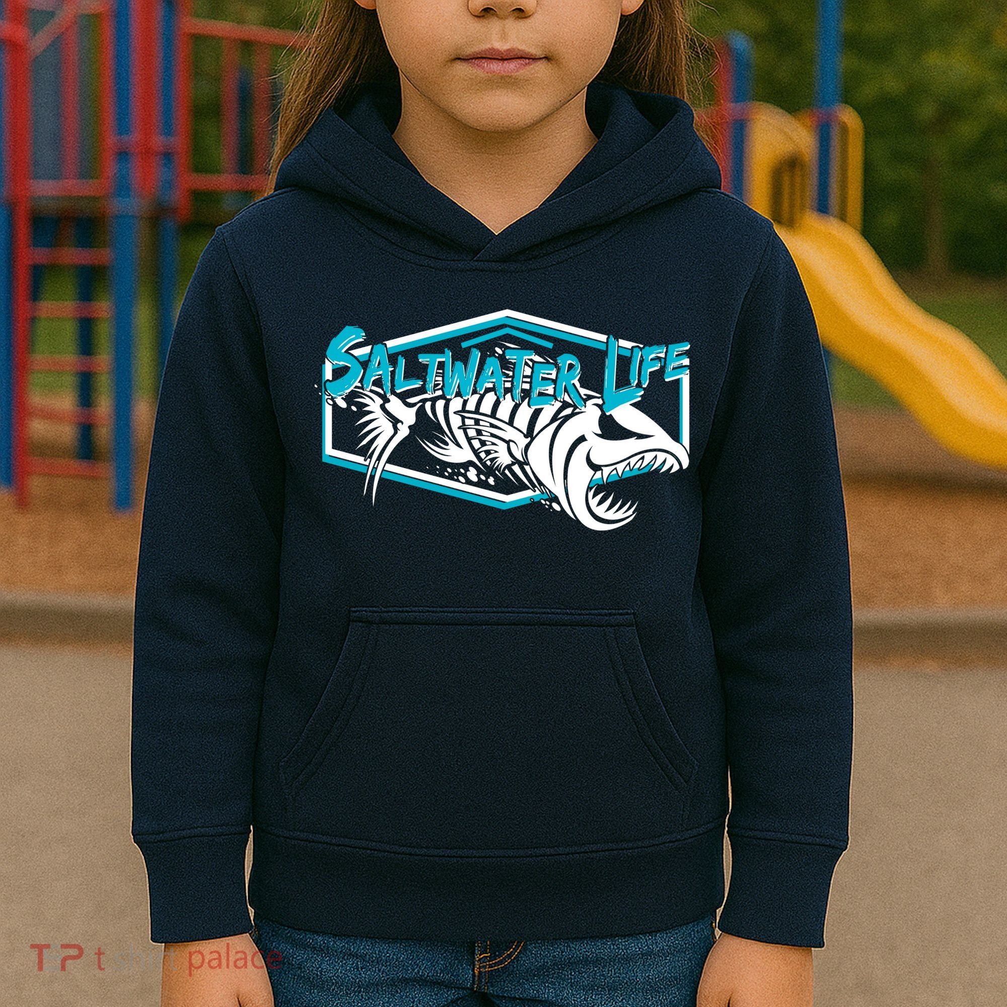 Saltwater Life Fish Skeleton Logo Kids Hoodie