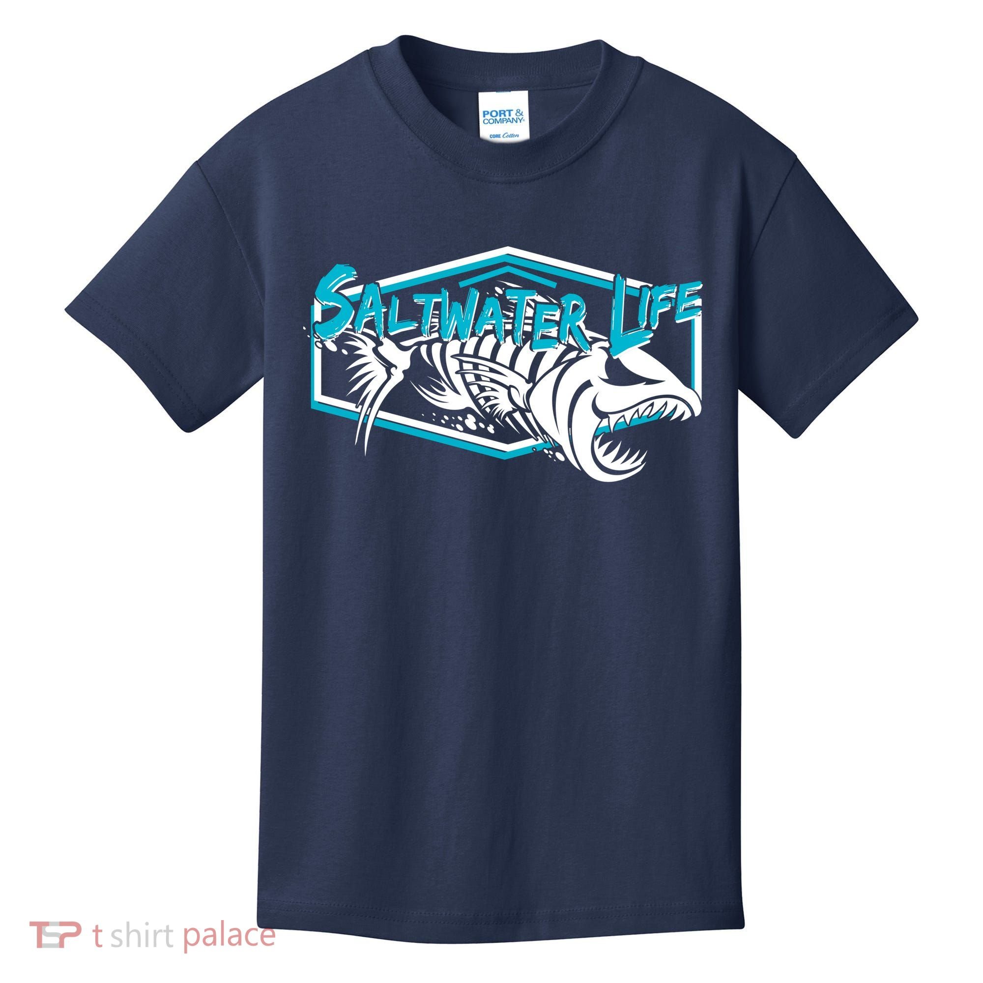 Saltwater Life Fish Skeleton Logo Kids T-Shirt