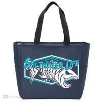 Saltwater Life Fish Skeleton Logo Tote Bag thumb 0