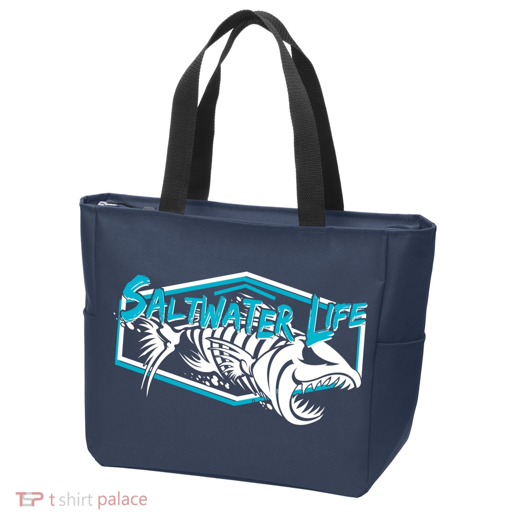 Saltwater Life Fish Skeleton Logo Tote Bag