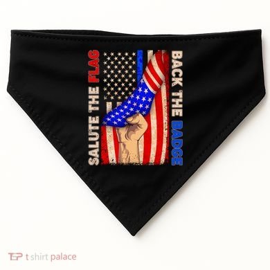 Salute The Flag Back The Badge American Thin Blue Line USA-Made Doggie Bandana