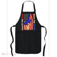 Salute The Flag Back The Badge American Thin Blue Line Apron thumb 0
