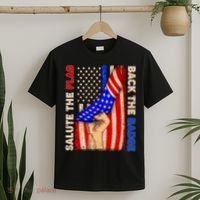 Salute The Flag Back The Badge American Thin Blue Line T-Shirt thumb 2