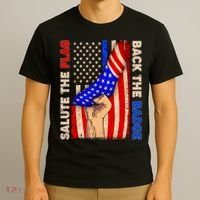 Salute The Flag Back The Badge American Thin Blue Line T-Shirt thumb 3