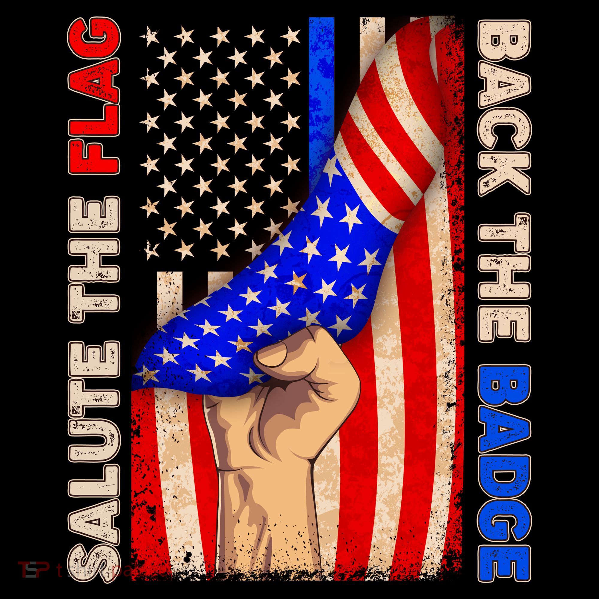 Salute The Flag Back The Badge American Thin Blue Line Coffee Mug