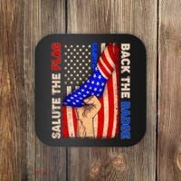 Salute The Flag Back The Badge American Thin Blue Line Coaster thumb 0