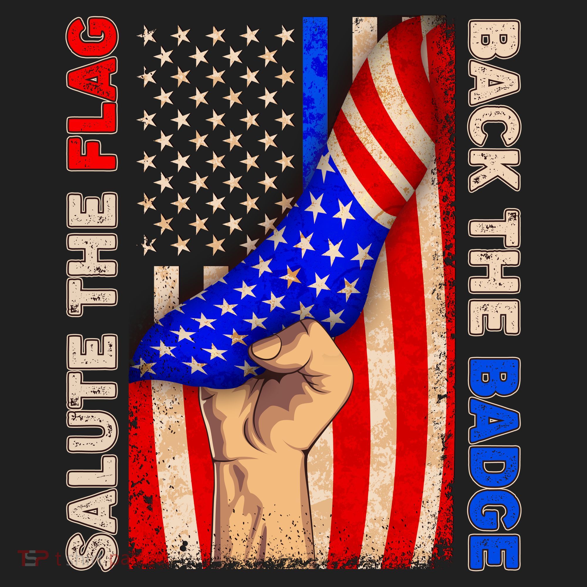 Salute The Flag Back The Badge American Thin Blue Line Tumbler