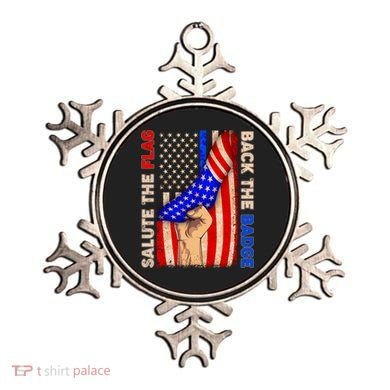 Salute The Flag Back The Badge American Thin Blue Line Ornament