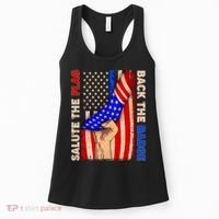 Salute The Flag Back The Badge American Thin Blue Line Women's Tank Top thumb 0