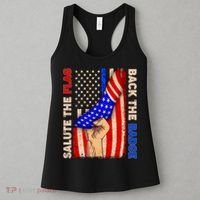 Salute The Flag Back The Badge American Thin Blue Line Women's Tank Top thumb 3