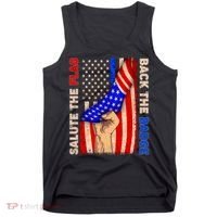 Salute The Flag Back The Badge American Thin Blue Line Tank Top thumb 0