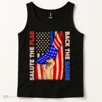 Salute The Flag Back The Badge American Thin Blue Line Tank Top thumb 2