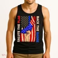 Salute The Flag Back The Badge American Thin Blue Line Tank Top thumb 3