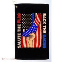 Salute The Flag Back The Badge American Thin Blue Line Golf Towel thumb 0
