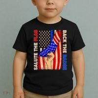 Salute The Flag Back The Badge American Thin Blue Line Toddler T-Shirt thumb 2