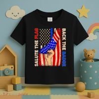 Salute The Flag Back The Badge American Thin Blue Line Toddler T-Shirt thumb 3