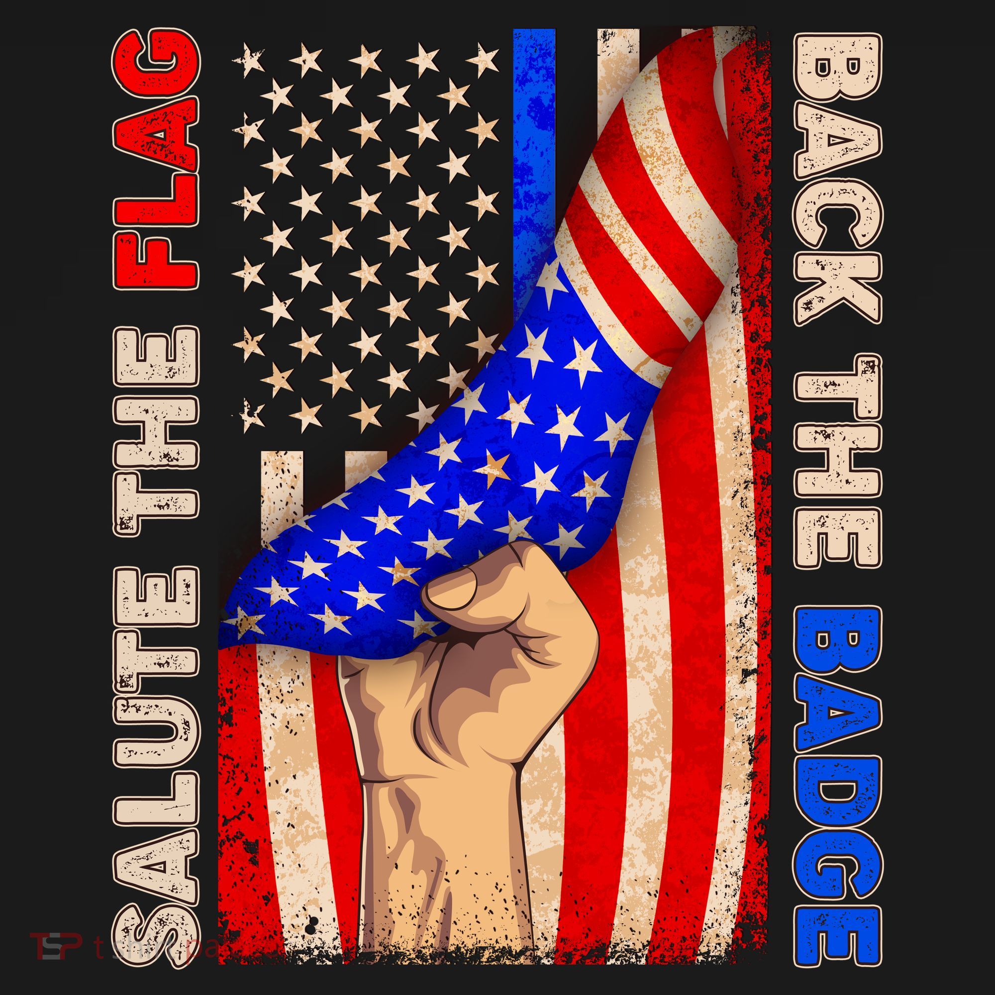 Salute The Flag Back The Badge American Thin Blue Line Women's Long Sleeve Shirt
