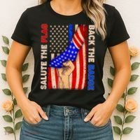 Salute The Flag Back The Badge American Thin Blue Line Women's T-Shirt thumb 2
