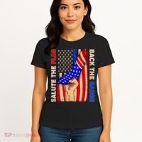 Salute The Flag Back The Badge American Thin Blue Line Women's T-Shirt thumb 4