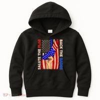 Salute The Flag Back The Badge American Thin Blue Line Kids Hoodie thumb 0