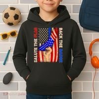 Salute The Flag Back The Badge American Thin Blue Line Kids Hoodie thumb 2