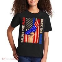 Salute The Flag Back The Badge American Thin Blue Line Kids T-Shirt thumb 2