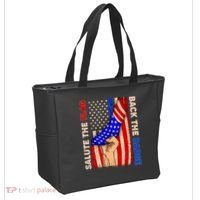 Salute The Flag Back The Badge American Thin Blue Line Tote Bag thumb 2