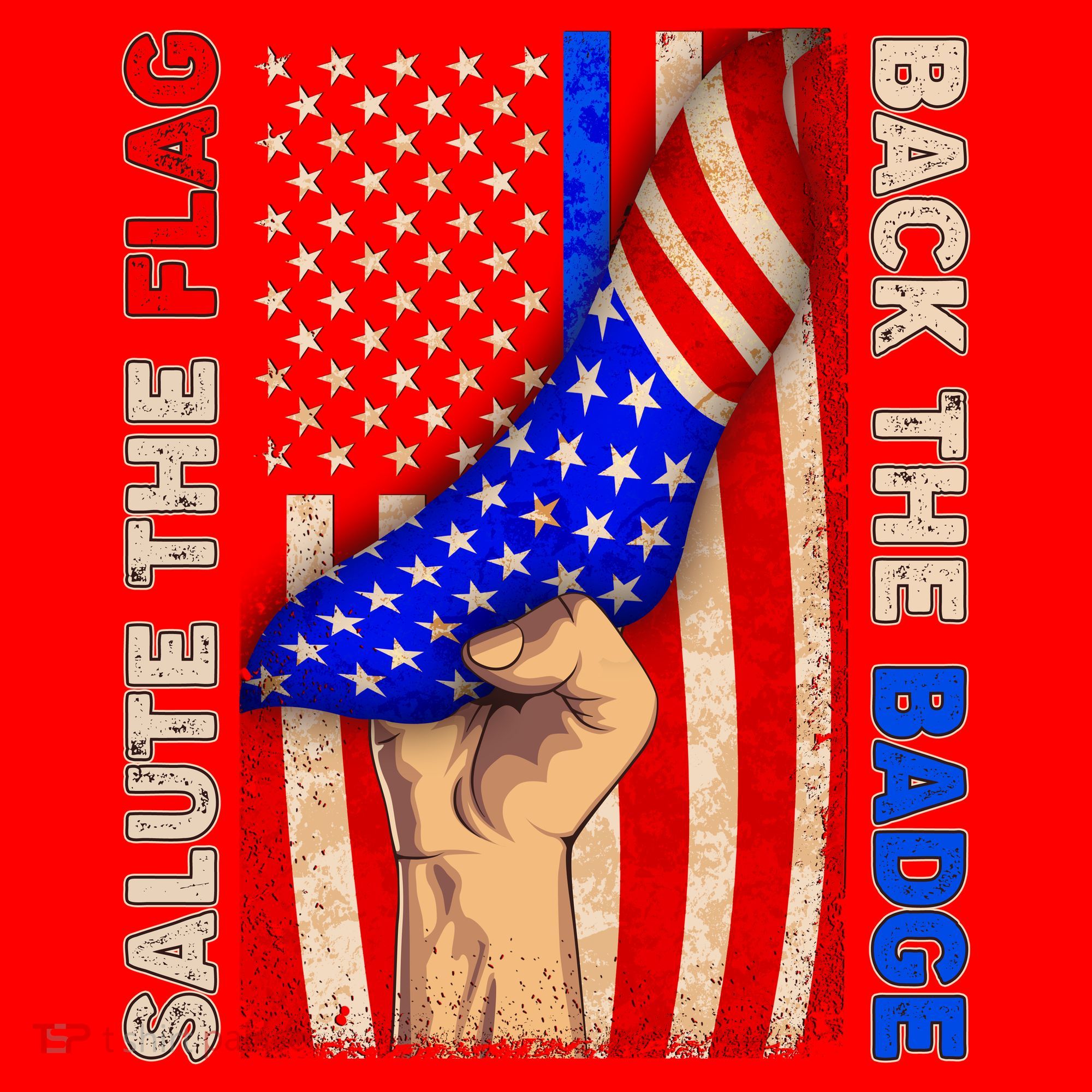 Salute The Flag Back The Badge American Thin Blue Line Santa Hat