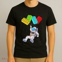 Space Astronaut Master Builder Building Blocks T-Shirt thumb 3