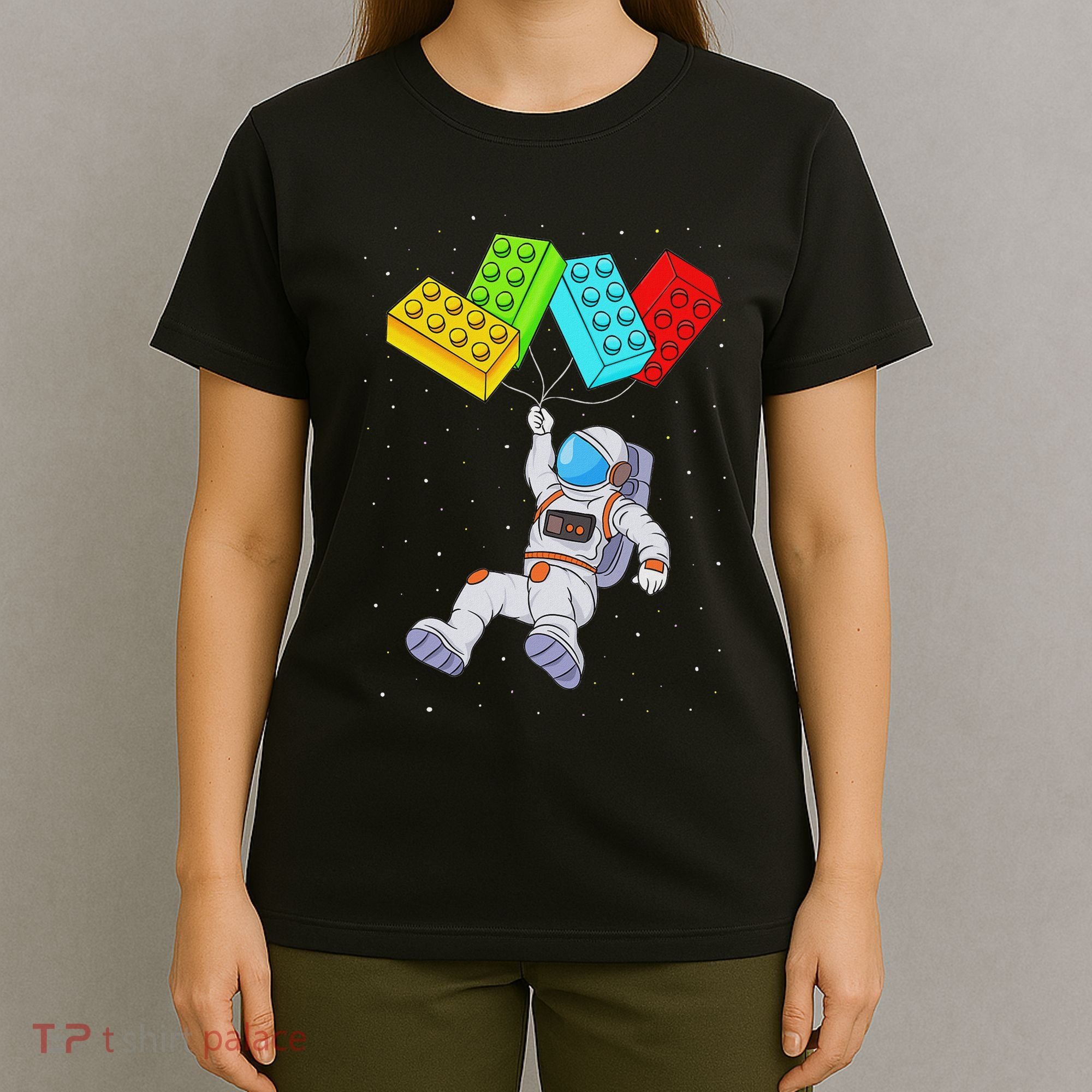 Space Astronaut Master Builder Building Blocks T-Shirt