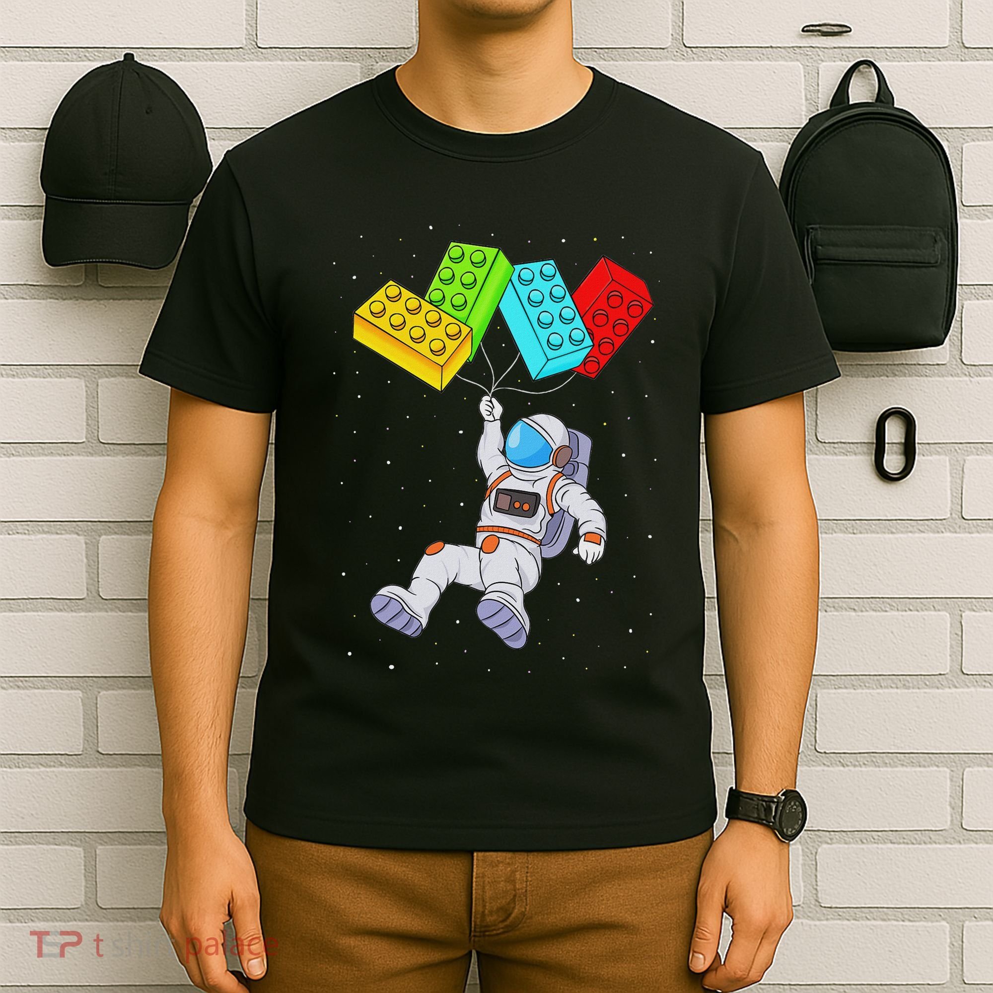 Space Astronaut Master Builder Building Blocks T-Shirt